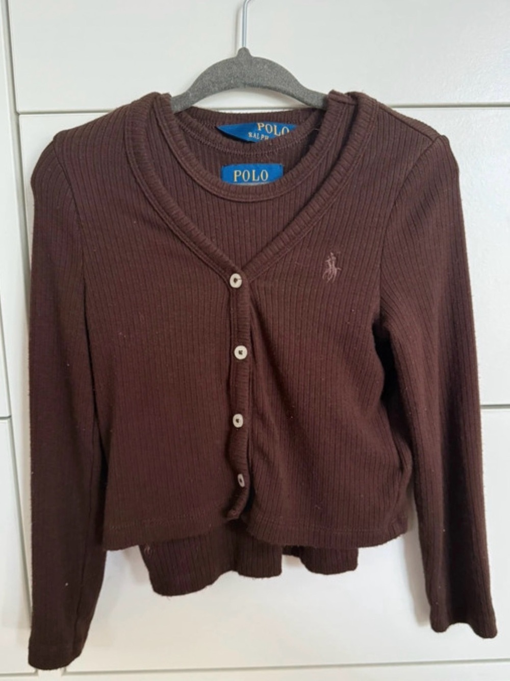 Polo by Ralph Lauren Chocolate Brown Ribbed Button Cardigan